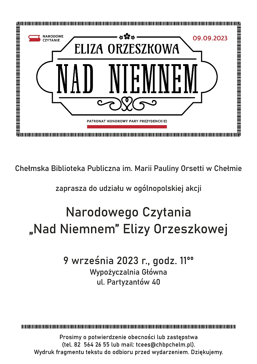 Zaproszenie na Narodowe Czytanie