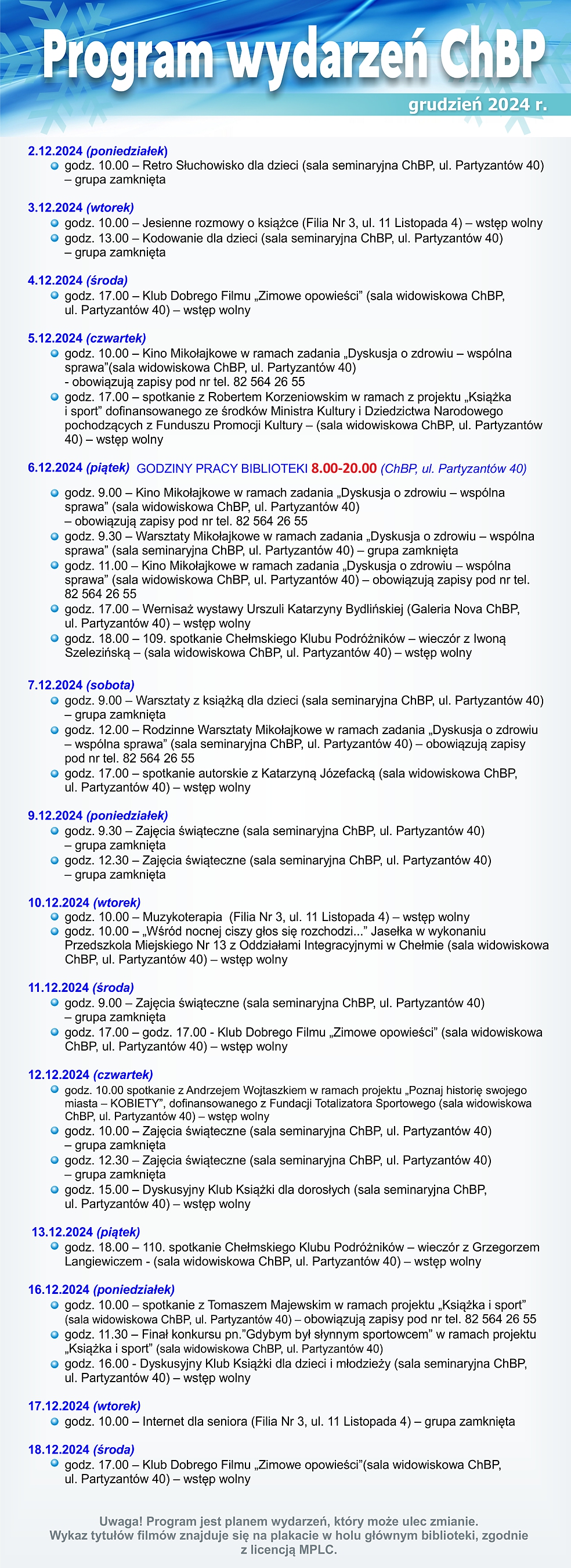 Program wydarzeń