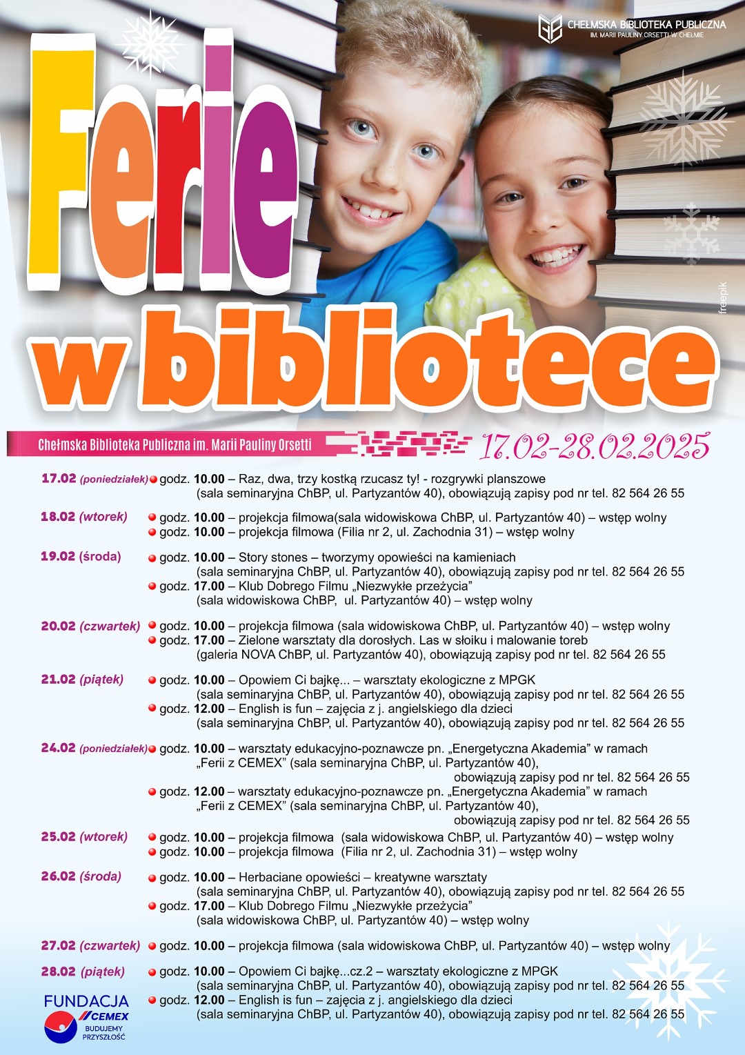 Ferie w bibliotece-plakat